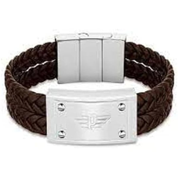 Herrarmband - POLICE - PEAGB2214604 - Brunt läder - 19 cm - Spänne ingår