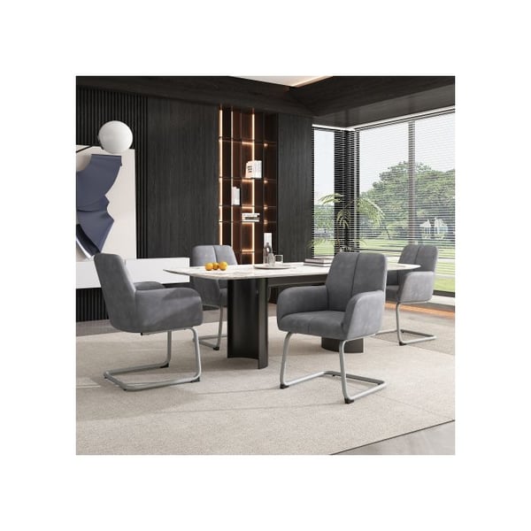 Spisestol - MUVOE - Sæt af 2 - Mikrofiberlæder - Stålben - Ergonomisk design