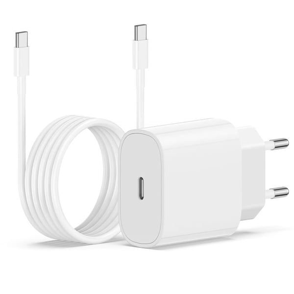 Strømadapter - SPIELSTABIL - USB C 20W - USB C-kabel 1,83m - Hurtig opladning iPhone iPad Samsung