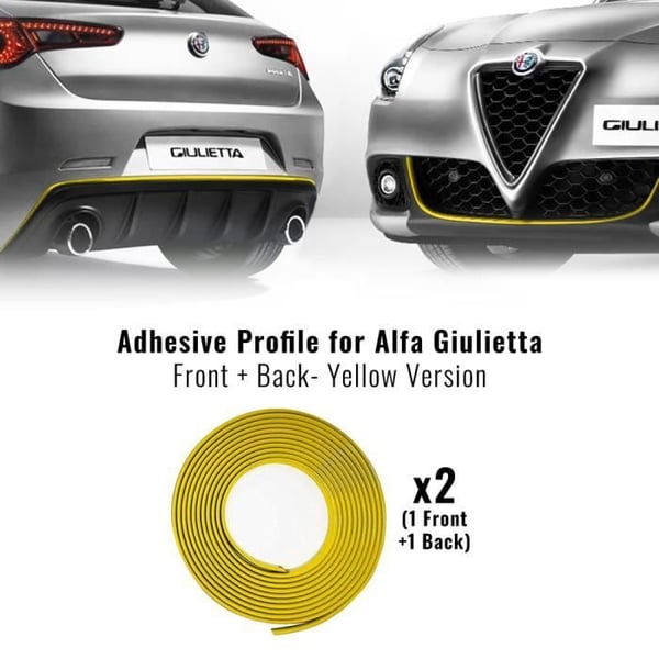 Dekorativt klistermärke - Alfa Romeo - Giulietta - Gul - Passar till stötfångare - Inkluderar 2 servetter