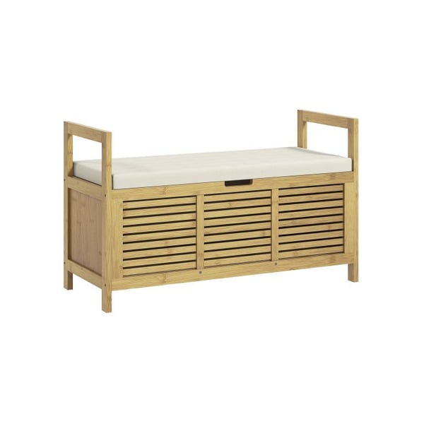 Kenkäteline - MUVOE - 100 x 40 x 60 cm - Luonnollinen bambu - Nostettava kansi - Mukava
