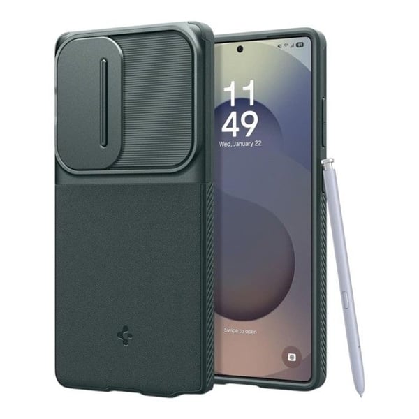 "Coque - SPIGEN - Optik Armor - Samsung Galaxy S25 Ultra - Abyssgrøn - Forstærket beskyttelse"