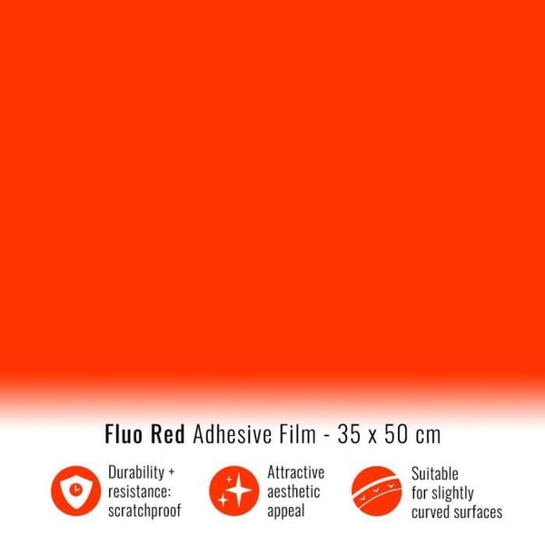 Självhäftande omslagsfilm - Racing Färg - Neonröd - 35 x 50 cm - Reptålig - Kvalitetsvinyl
