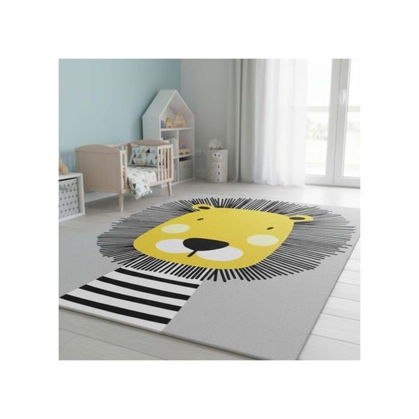 Barnmatta dekorativ - MELIS HOME - Söt lejon - Tvättbar - Halkfri - 140x200 cm
