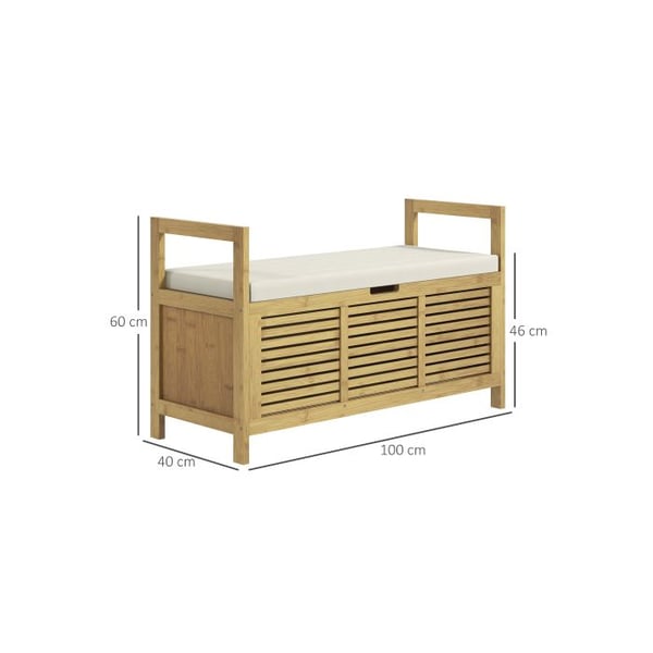 Kenkäteline - MUVOE - 100 x 40 x 60 cm - Luonnollinen bambu - Nostettava kansi - Mukava