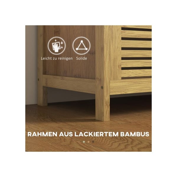 Kenkäteline - MUVOE - 100 x 40 x 60 cm - Luonnollinen bambu - Nostettava kansi - Mukava