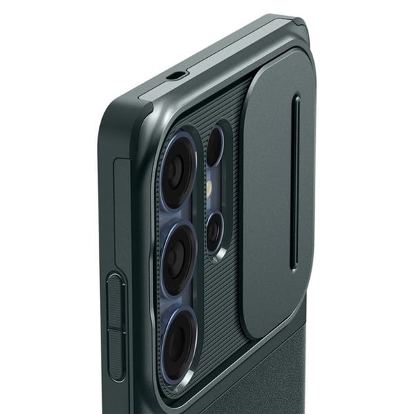 "Coque - SPIGEN - Optik Armor - Samsung Galaxy S25 Ultra - Abyssgrøn - Forstærket beskyttelse"
