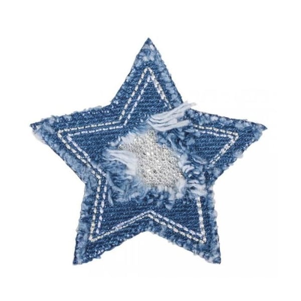 Thermobyggt märke - Rayher - Stjärna i denim - 6 cm - Lätt att applicera - Trendig