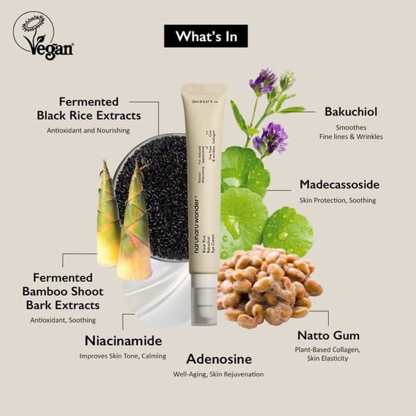 Ögonkräm - HARUHARU - Svart Ris Bakuchiol - 20 ml - Vegansk - Antirynkor