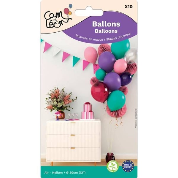 Ballong - LITEN CLOWN - Ø 30 cm - paket med 10 - nyanser av lila - violett