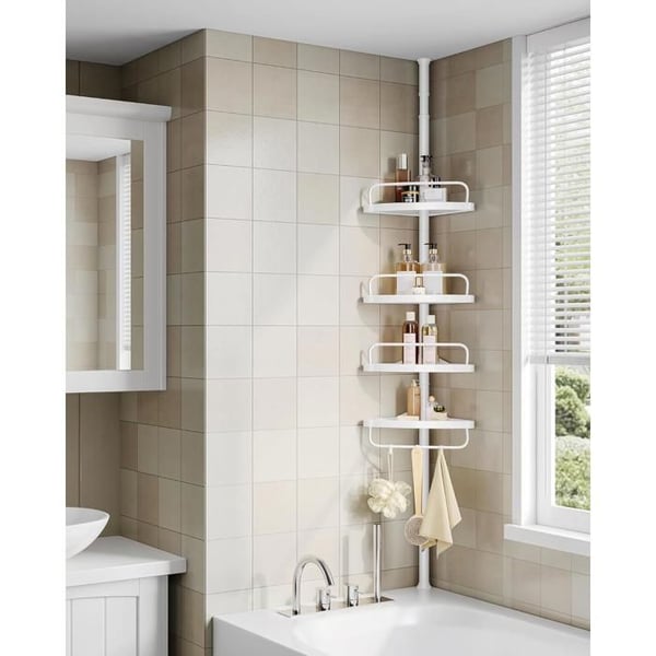 Songmics Duschtabell 85-305 cm, justerbar, vit