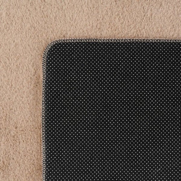 Beige tvättbar matta med korta, halkfria och mjuka fibrer, modern enfärgad design för vardagsrum, sovrum (Dimension: