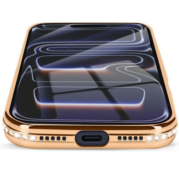 Skydd för iPhone 17 Pro Max - AVIZAR - MagSafe - Guldig kontur - Strass - Elegant skydd