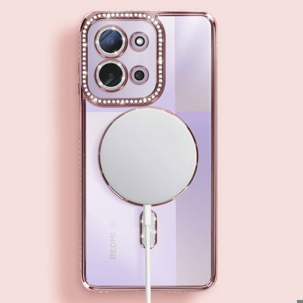 MagSafe-skal - AVIZAR - Redmi 15C - Rosa - Strass - Stöt- och repfritt skydd