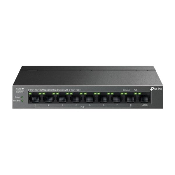 Switch - TP-LINK - LS109P - 8 portar - PoE+ - 10/100Mbps - Skrivbord
