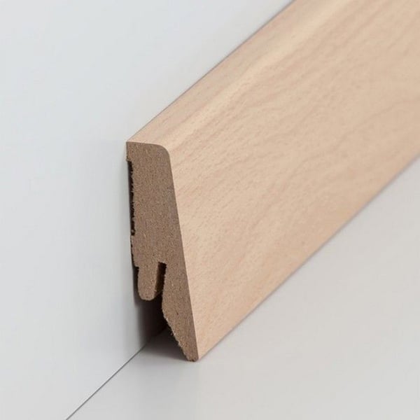 PROVISTON MDF-sockel 18 x 58 x 2500 mm ljus bok för att limma, klippa, skruva &amp; spikbelagd MDF-kärna 25 meter | 10 st