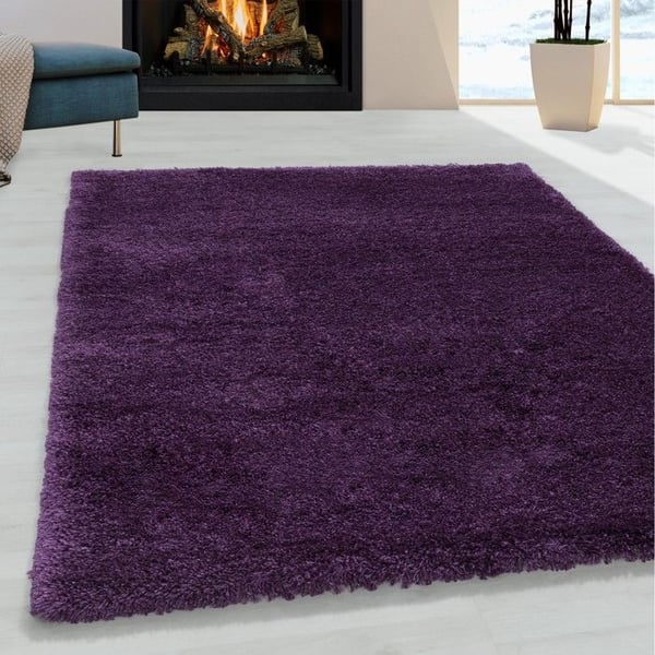 Shaggy matta - MELIS HOME - 280x370 cm - Långa hår 30 mm - Lila - Rektangulär