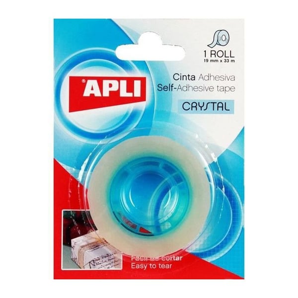 Självhäftande tejp - APLI - Kristall - Transparent - 19 m x 33 mm - Multifunktionell