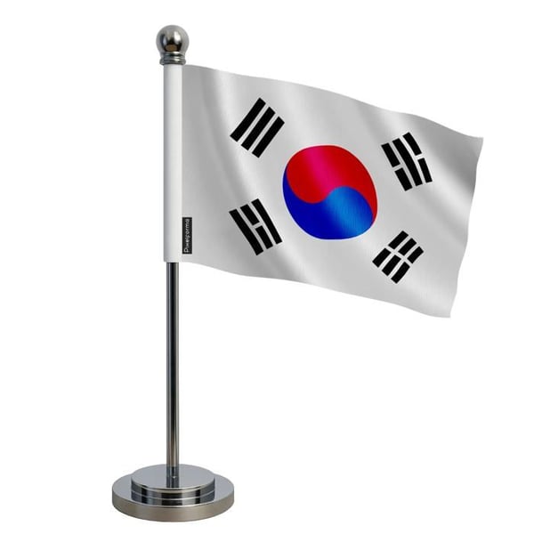 Sydkoreas flagga - 14 x 21 cm - Polyester - Ställ i rostfritt stål - Pixelforma