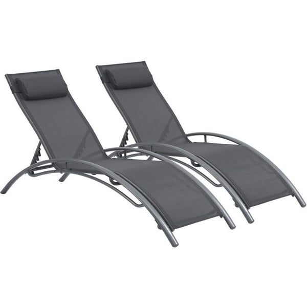 "Beauty" solstol i aluminium - Phoenix - Mörkgrå / Silver - Set om 2