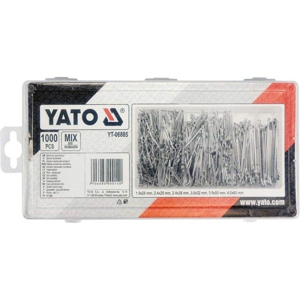 Sikkerhedsnåle - YATO - YT-06885 - 1000 stk - Blandede størrelser - Metal farve