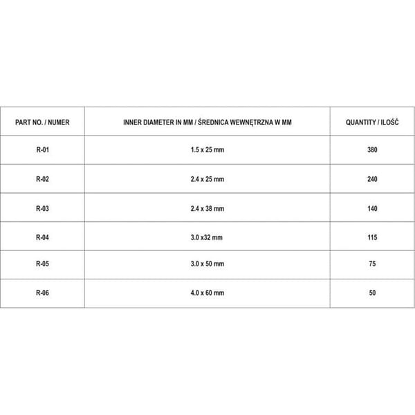 Sikkerhedsnåle - YATO - YT-06885 - 1000 stk - Blandede størrelser - Metal farve