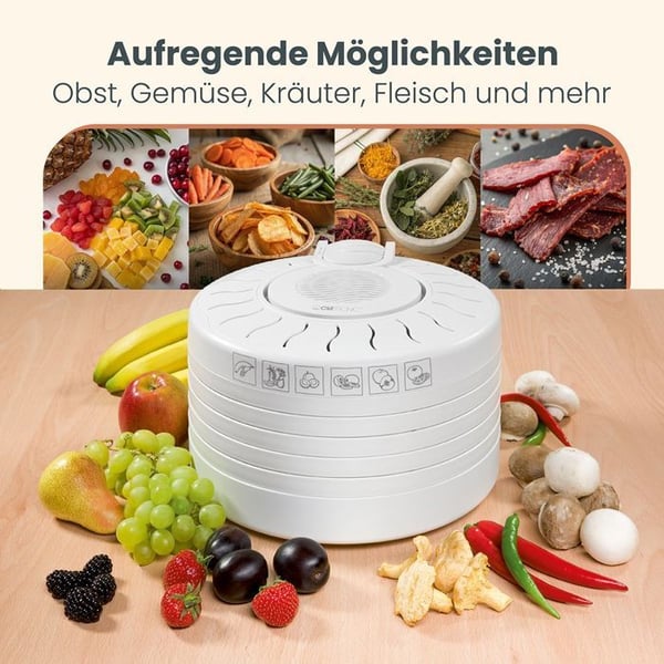 Dehydrator - CLATRONIC - DR 2751 Vit - 5 stapelbara nivåer - 3,5 kg mat - 250 Watt