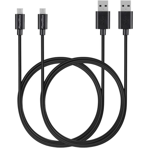 Lot 2 kablar för Alcatel One Touch Pop Star (5022/(5022D) - Micro USB-kabel Svart 1 Meter Phonillico