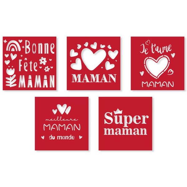 Pochoirer - Glad födelsedag mamma - 5 modeller - Alla material - Återanvändbar