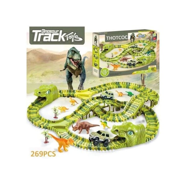 Dinosauriebilbana - THOTCOC - 269 delar - Byggleksak - Barn 3 år och uppåt - Grön