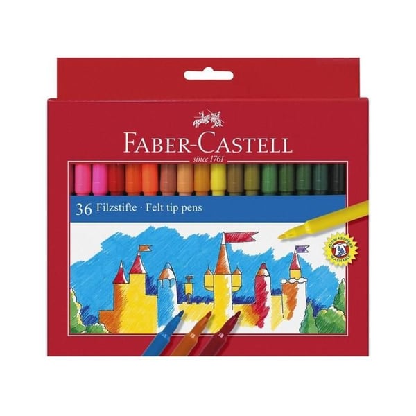Stylo feutre - FABER-CASTELL - 554236 - Multicolor - 36 stycken - Rengörbar bläck
