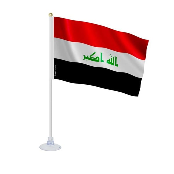 Mini Flagga av Irak – Sugpropp – 14 x 21 cm – För Slät Yta – Polyester – 1 styck – Pixelforma