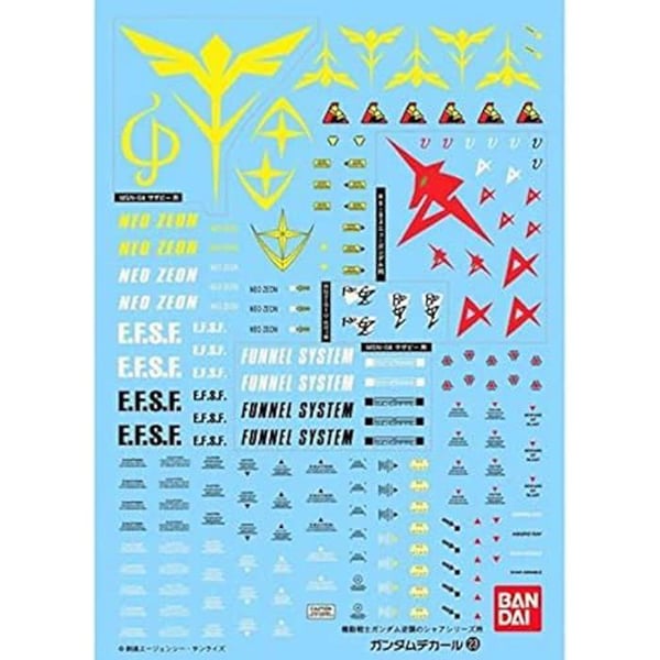 Dekalcomanier - BANDAI SPIRITS - Gundam-dekal - 23 MG Multiuse - Char's Counterattack - Set med 6