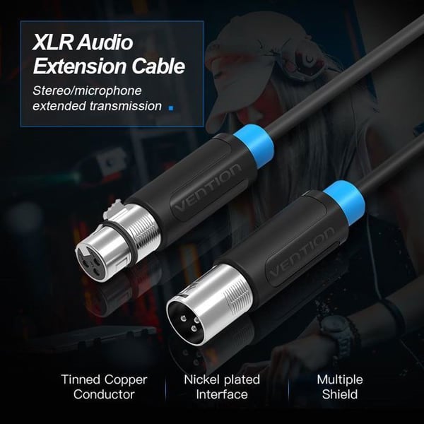 Vention XLR ljudförlängningskabel 10m svart
