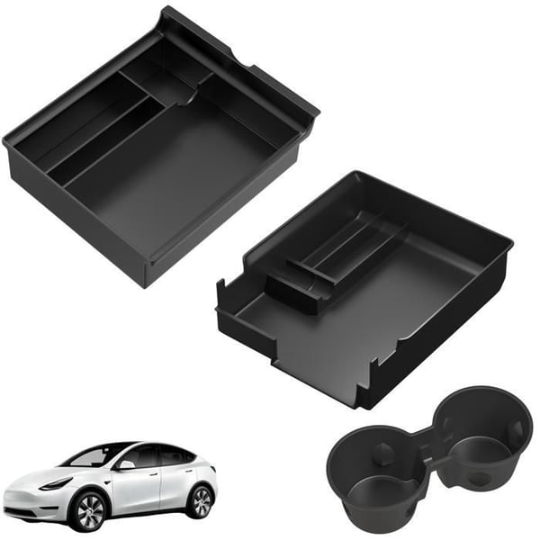Organisatör Bil - Tesla - Model Y och Model 3 - Pack om 2 - Koppfäste - Svart plast