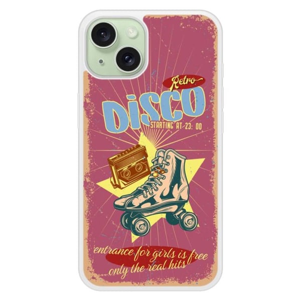 Fördjupad silikonfodral med retro disco tryck, kompatibel med Apple iPhone 15