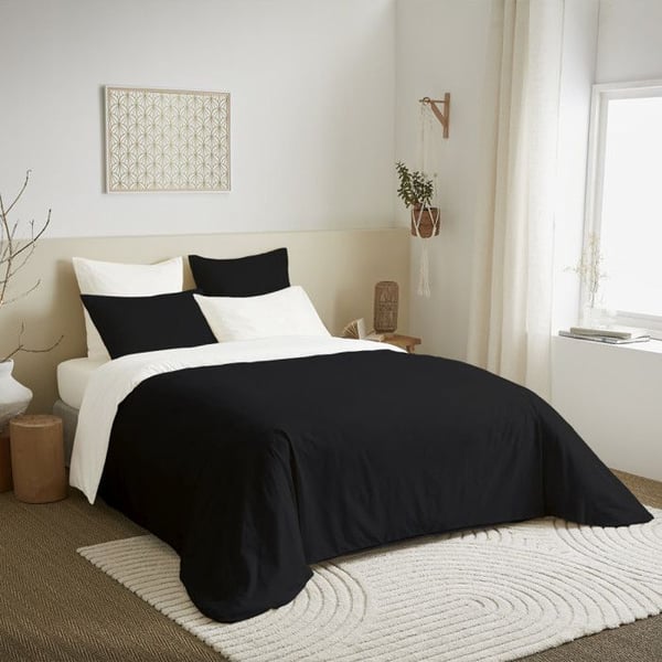Komplett förpackning 6 st Svart/Vit vändbart påslakan för säng 180 x 200 cm "King size"