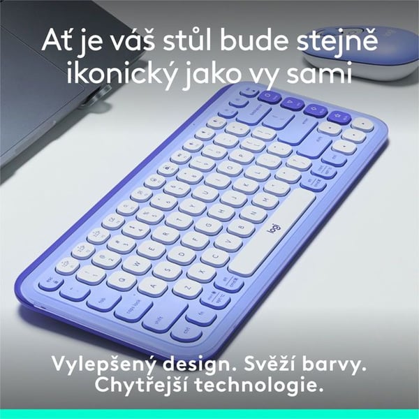 Trådløst tastatur - LOGITECH - Pop Icon - Lilla - US INTL - 85 stille taster
