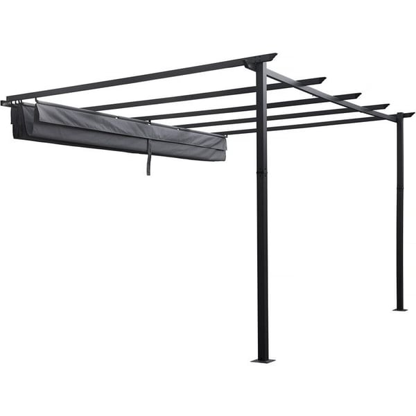 Aluminium pergola med infällbart tak - 3 x 4 m - Grå