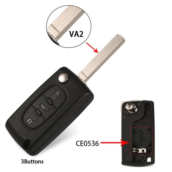 Skyddshölje för vikbar fjärrnyckel med 2/3 knappar för Peugeot Partner 206 207 307 308 407 för Citr~2662