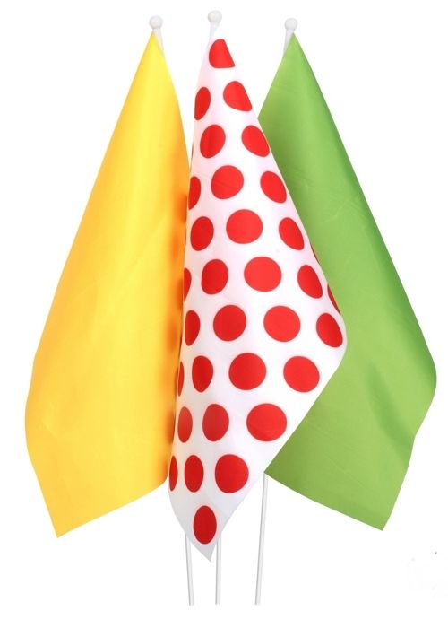 Dekorativa Flaggar - PTIT CLOWN - Set med 3 - Gul, Grön, Vit med Prickar - Polyester 66cm