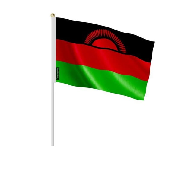 Mini-flagga – Malawi – 14 x 21 cm – Att Hålla i Hand – Polyester - 100 stycken – Pixelforma