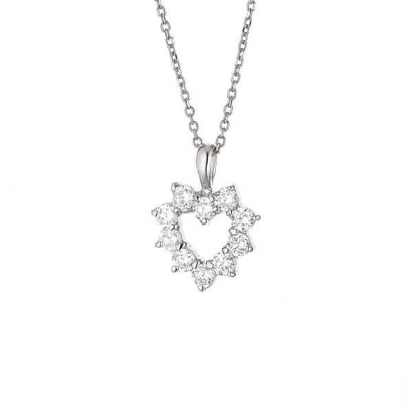 Halsband - Silver - Maggie - Hjärtpennant - 42 cm - Vita zirkoniaoxider