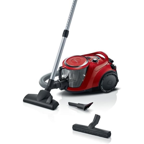 Säcklös sladddammsugare - BOSCH - BGC41Q69 - 600 W - ProSilence - 70 dB - Röd