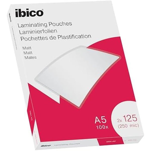 Plastifieringsfickor A5 - IBICO - 250 mikrometer - Matt finish - Förpackning med 100 - Hög skydd
