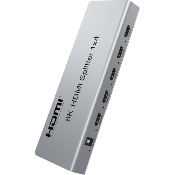 HDMI 2.1 splitter - PremiumCord - 1-4 - 8K ved 60 Hz - 4K ved 120 Hz - Metallisk