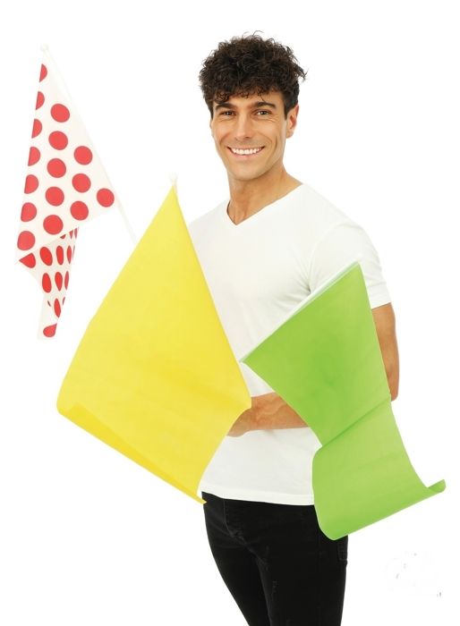 Dekorativa Flaggar - PTIT CLOWN - Set med 3 - Gul, Grön, Vit med Prickar - Polyester 66cm