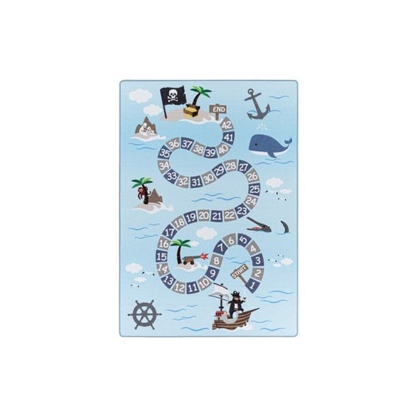 Barnmatta - AYYILDIZ - Play 2908 BLÅ - Maritimt piratmotiv - Blå - 160x230 cm