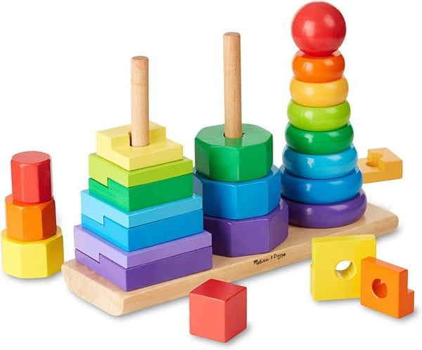 Muotoja lajitteltavaksi ja järjestettäväksi - MELISSA & DOUG - 3-in-1 pinoaja - 25 osaa - Sekä tytöille että pojille