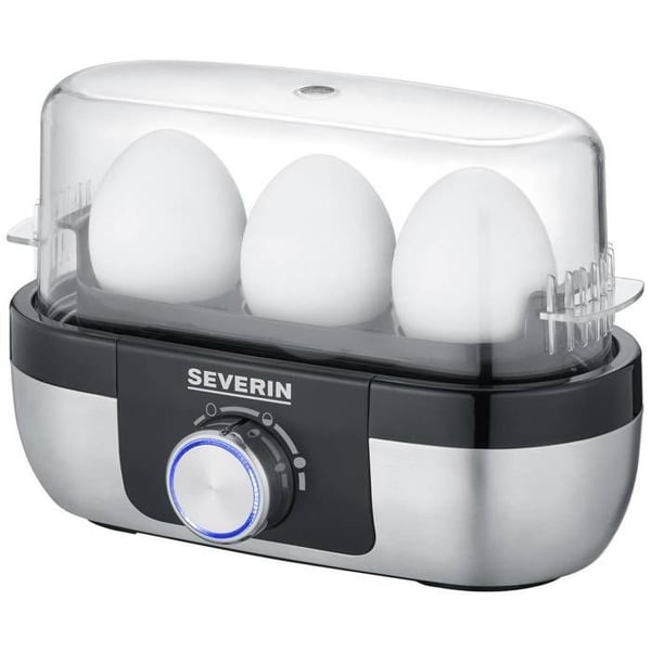 Severin EK 3163 Äggkokare BPA-fri, med måttbägare, med äggplock i rostfritt stål, svart